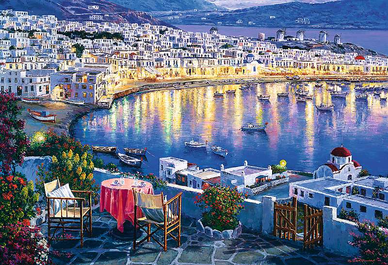 Île grecque de Mykonos puzzle en ligne