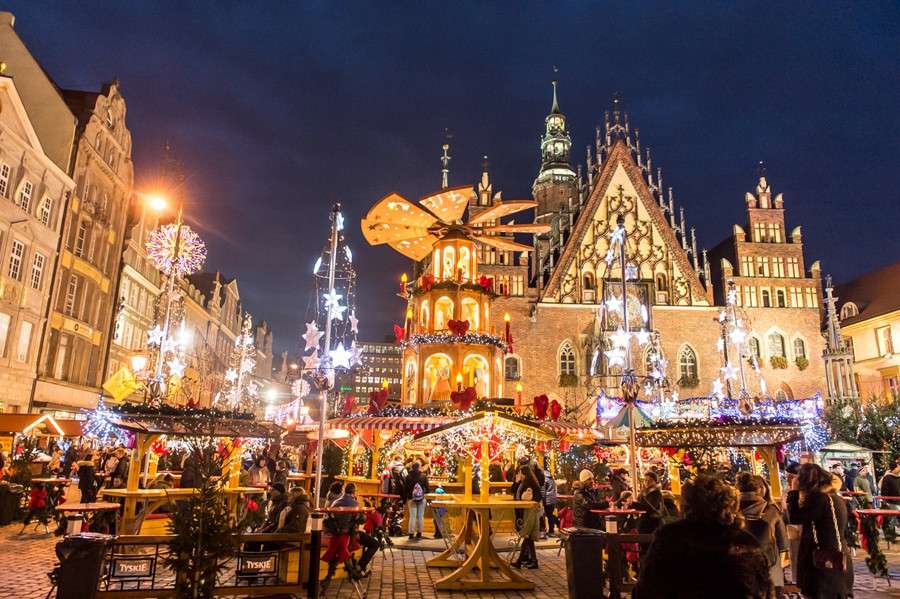 Weihnachtsmarkt Breslau Online-Puzzle