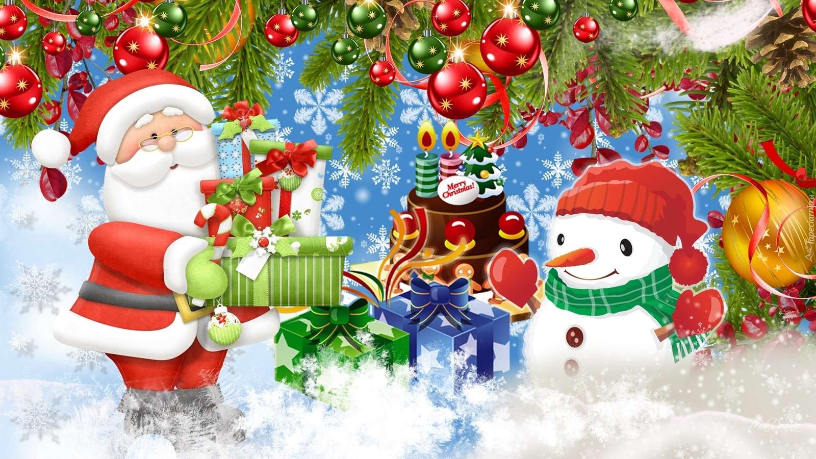 Jultomten och snögubben pussel på nätet