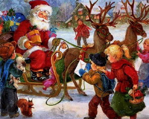Weihnachtsmann mit Geschenken. Online-Puzzle