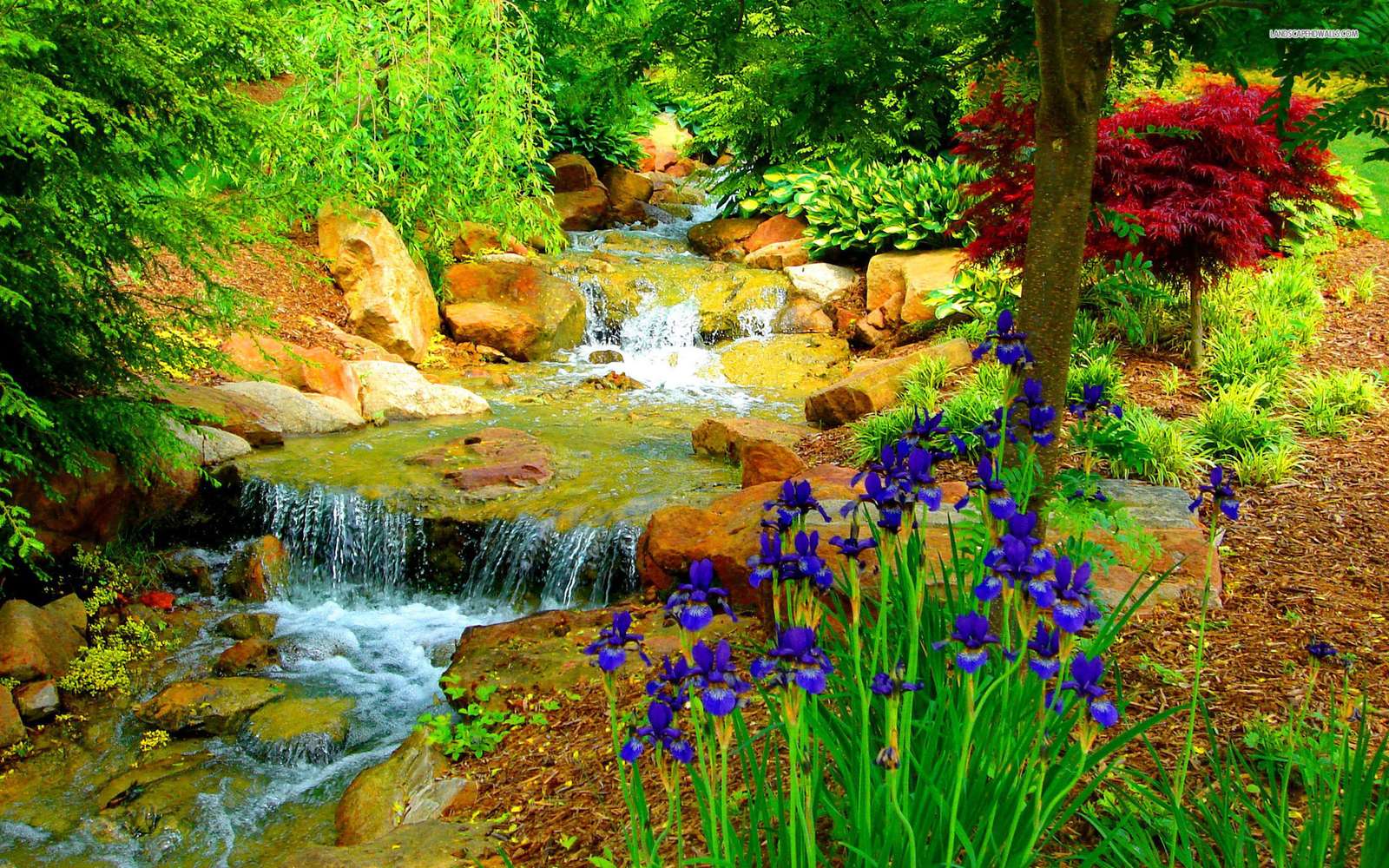 jardin avec un ruisseau puzzle en ligne