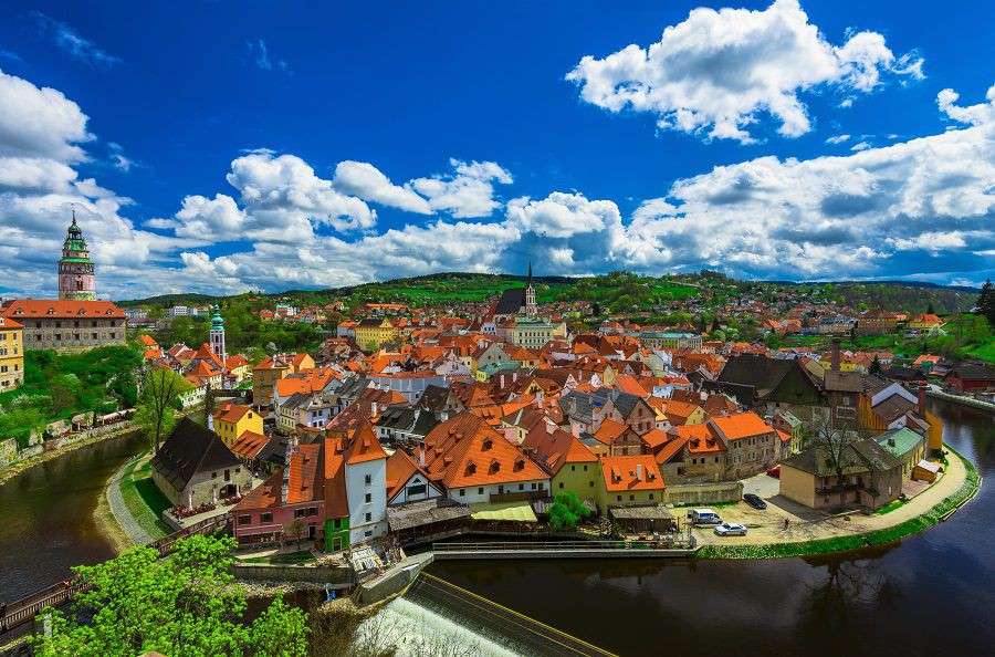 Tsjechische stad Krumlov. legpuzzel online