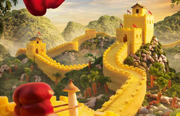 Chinese wall with cheese. online puzzle