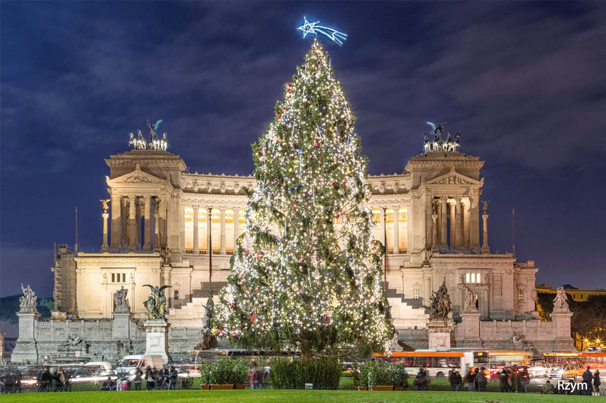 Χριστουγεννιάτικος φωτισμός στη Ρώμη online παζλ