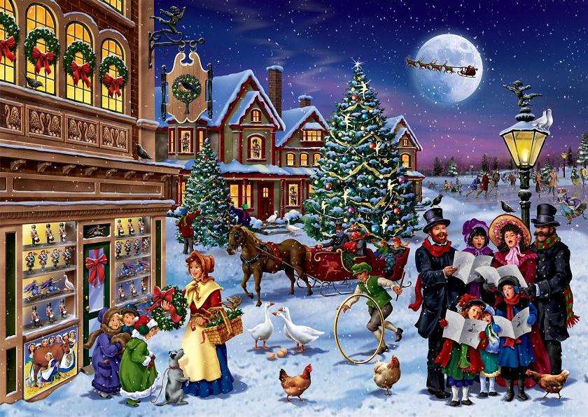 Városi táj karácsonykor. online puzzle