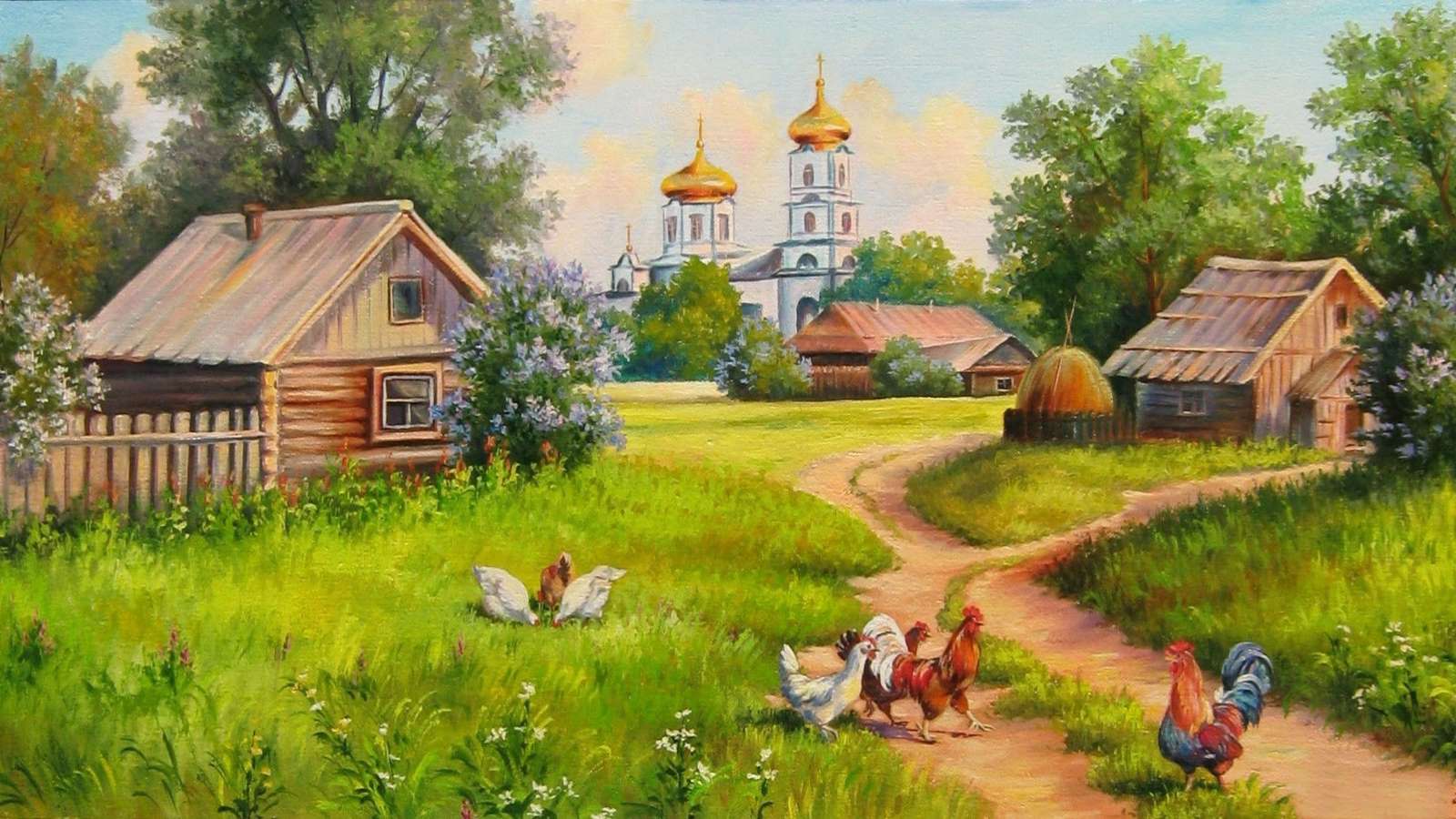 In the Russian village. jigsaw puzzle online