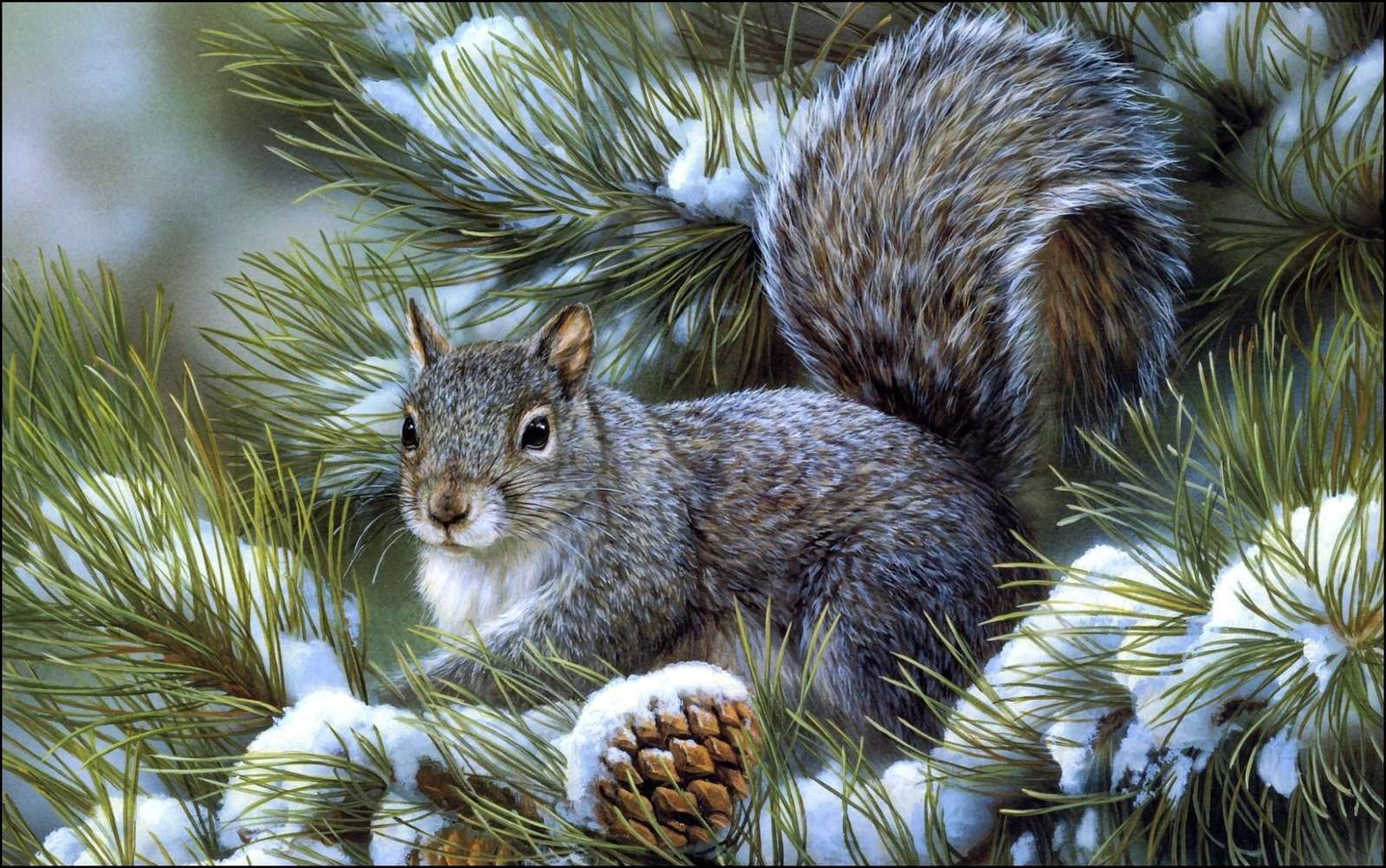 Egy gyönyörű szürke mókus online puzzle