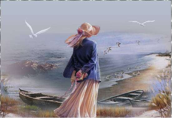Nő a tengerparton. online puzzle