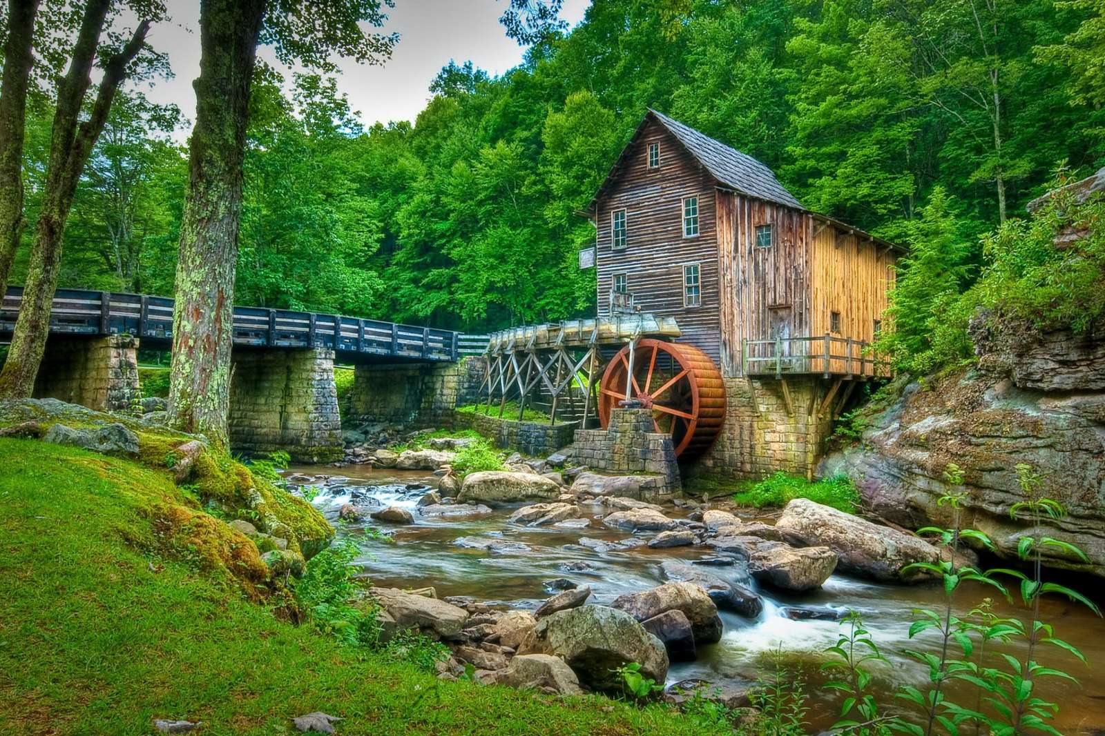 Mill over the stream. online puzzle