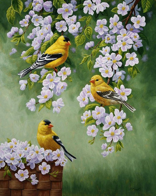 Gele vogels. legpuzzel online
