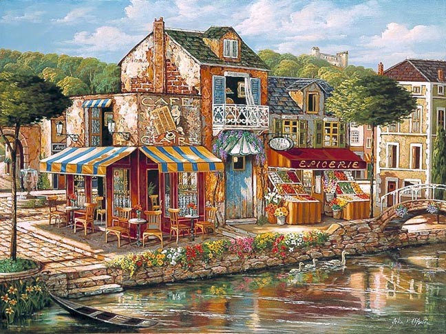 川沿いのカフェ。 パズル