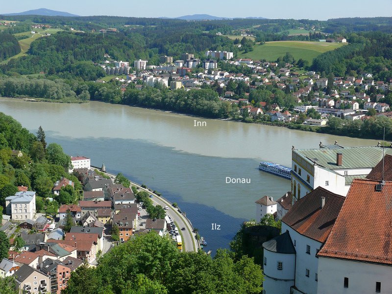 Řeky Passau: Inn, Donau, Ilz. skládačky online