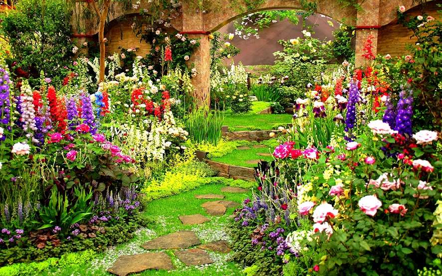 En trevlig trädgård. pussel på nätet