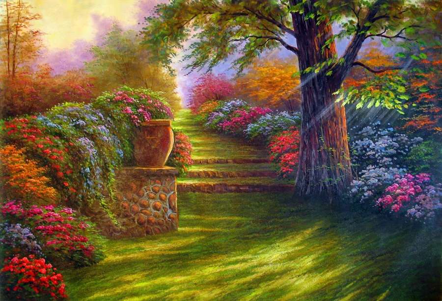 In a colorful garden. jigsaw puzzle online