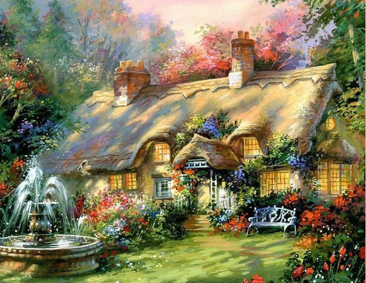 A painted house with a garden online puzzle