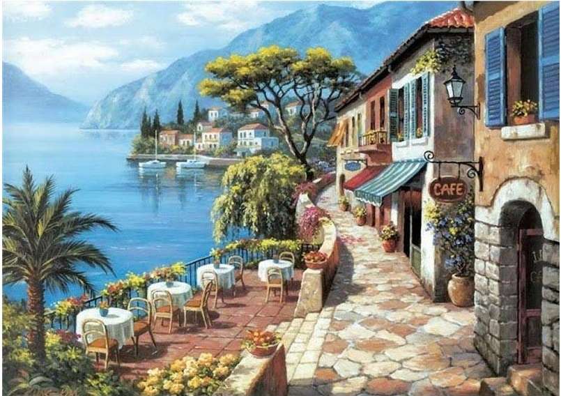 Cafenea lângă mare. jigsaw puzzle online