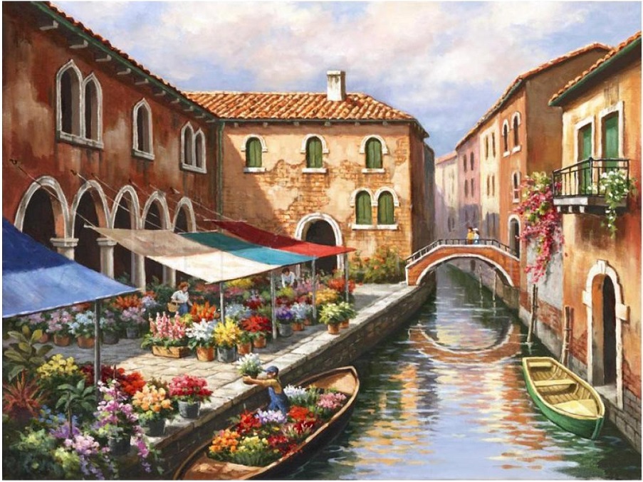 Рисувана Венеция. онлайн пъзел