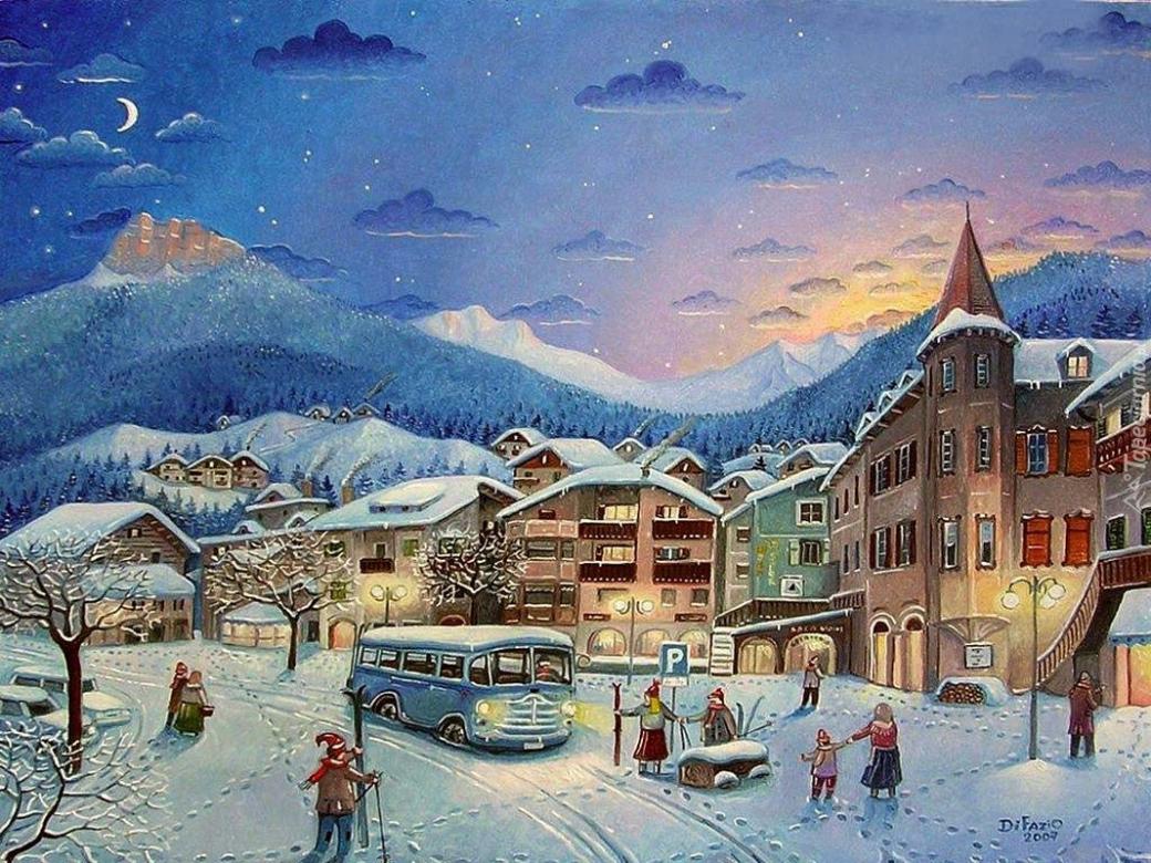 Winter town jigsaw puzzle online