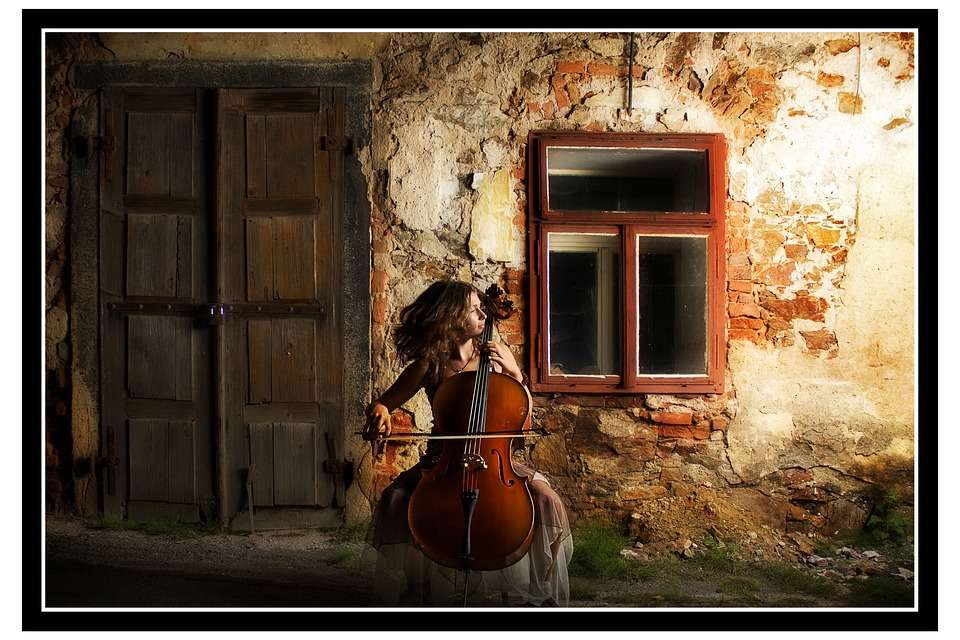 Retrato de um violoncelista. quebra-cabeças online
