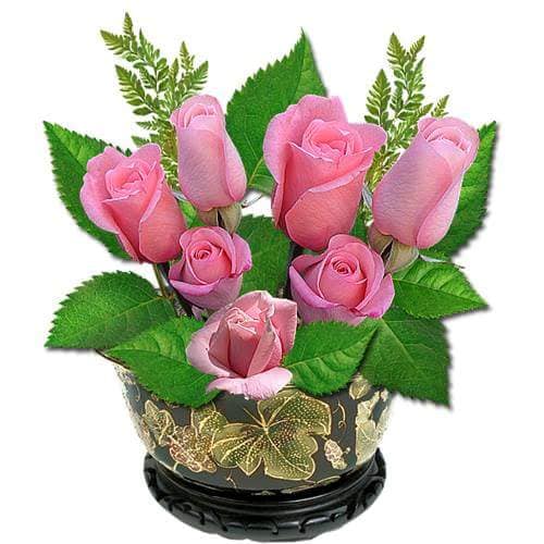 En bukett med rosa rosor. Pussel online