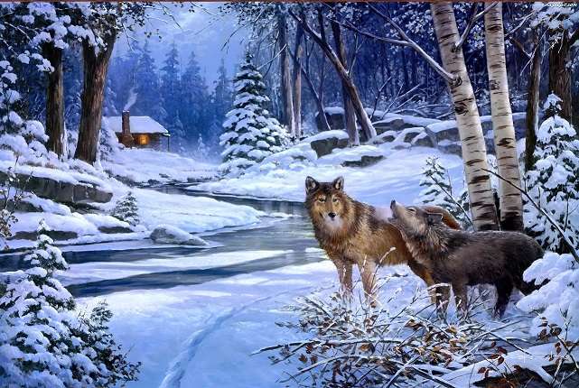Vlci v lese online puzzle