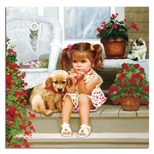 A girl with a pet. jigsaw puzzle online