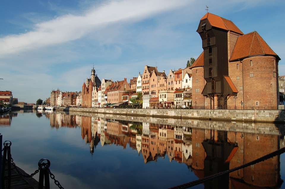 Gdańsk-kranen på Motława-floden. Pussel online