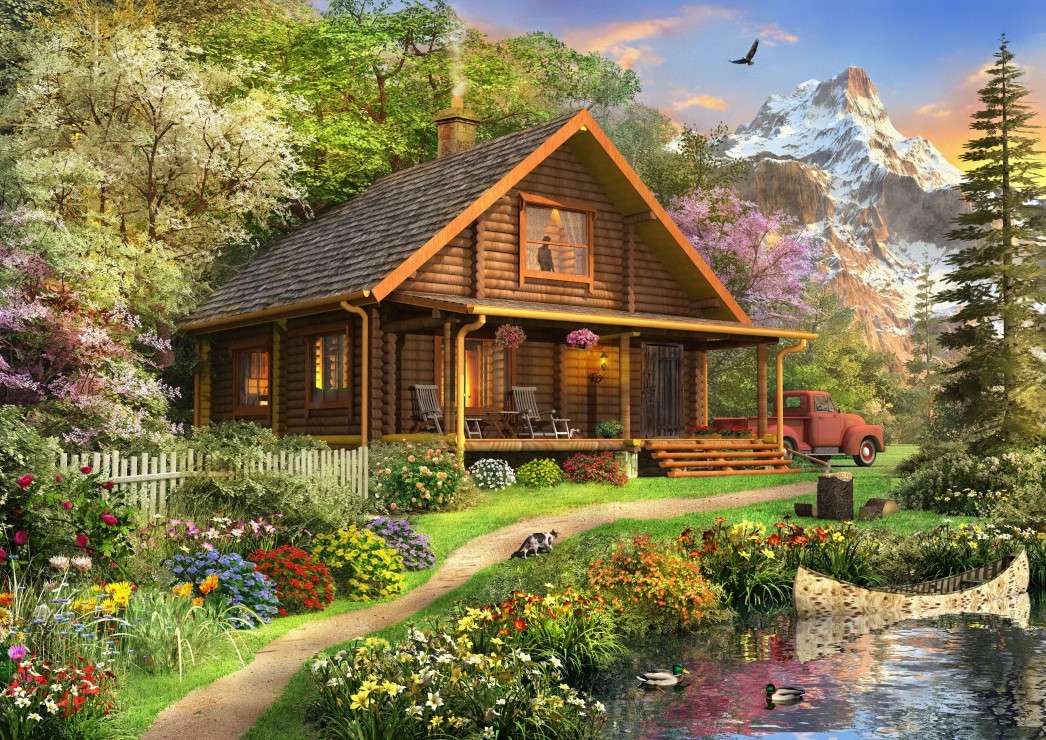 Εξοχικό σπίτι στα βουνά. παζλ online