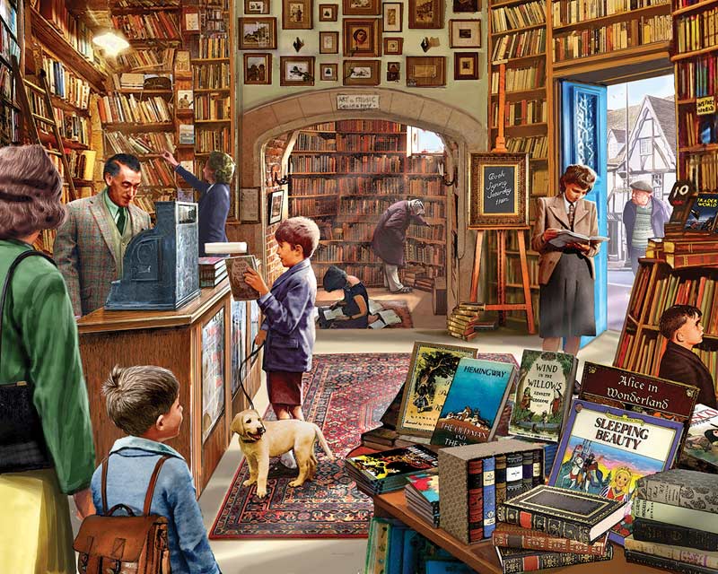 O interior da livraria. quebra-cabeças online
