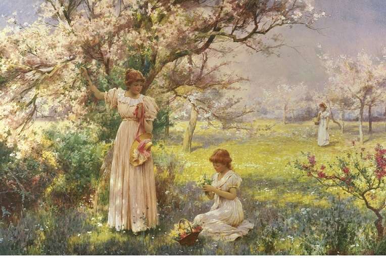 Girls in the orchard. jigsaw puzzle online