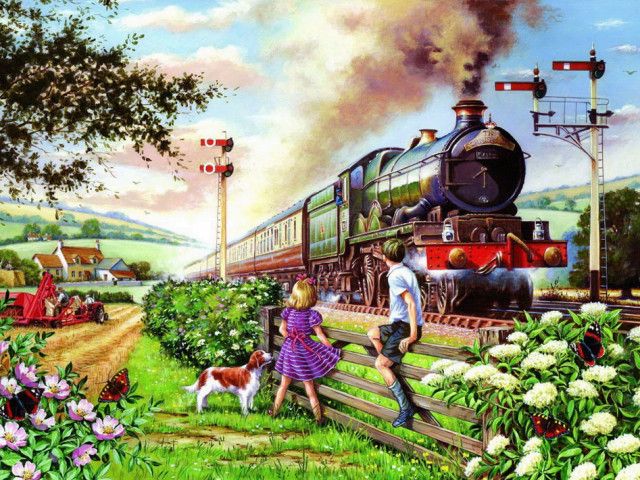 Landscape with a train. jigsaw puzzle online