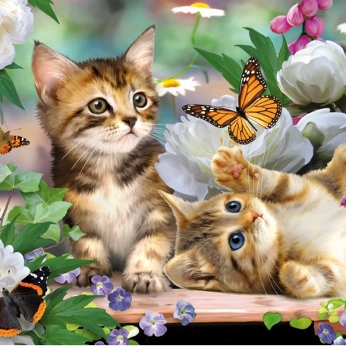 Kitties et papillons puzzle en ligne