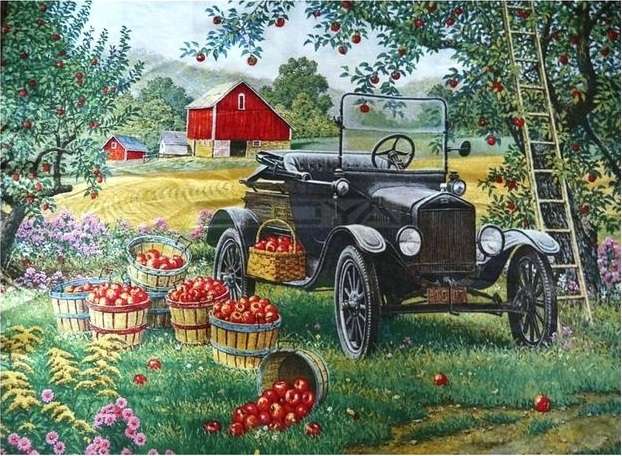 Есенно събиране на ябълки. онлайн пъзел