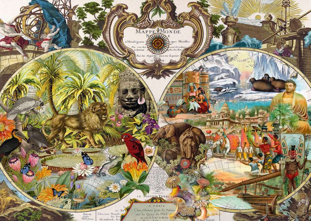 Carte exotique du monde. puzzle en ligne