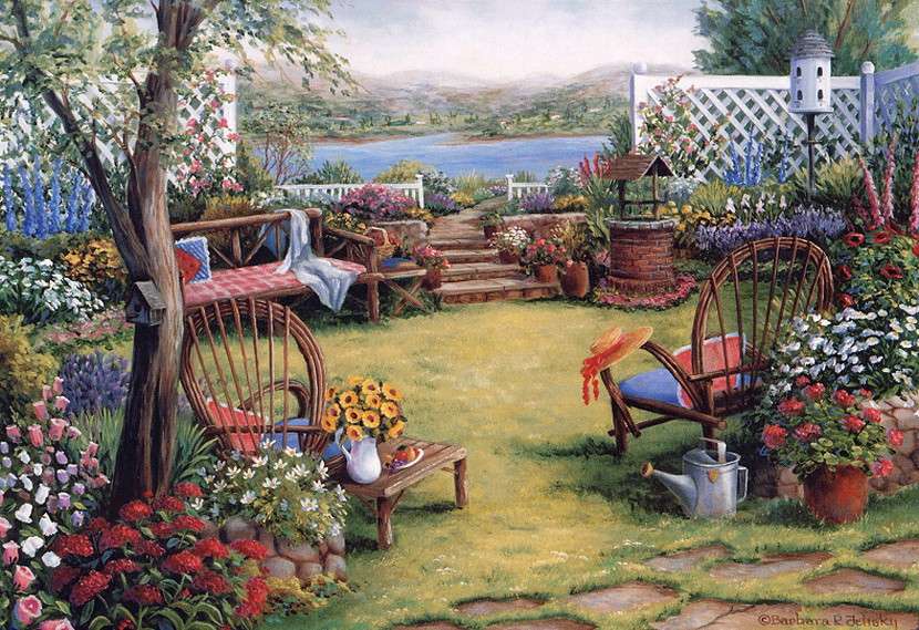 Em um jardim pintado. puzzle online