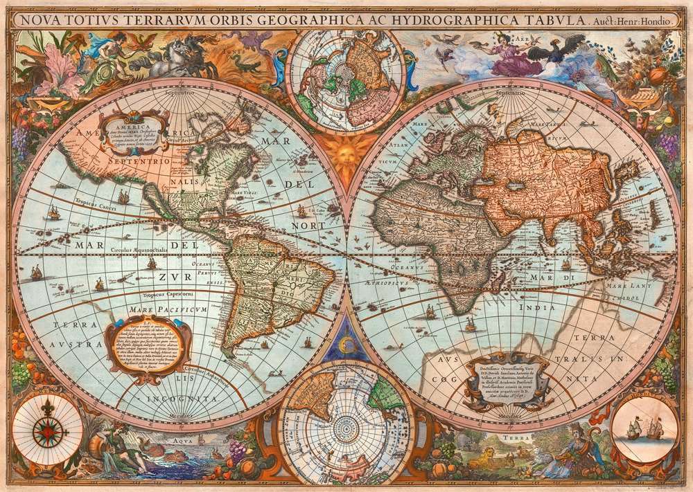 Antica mappa del mondo puzzle online