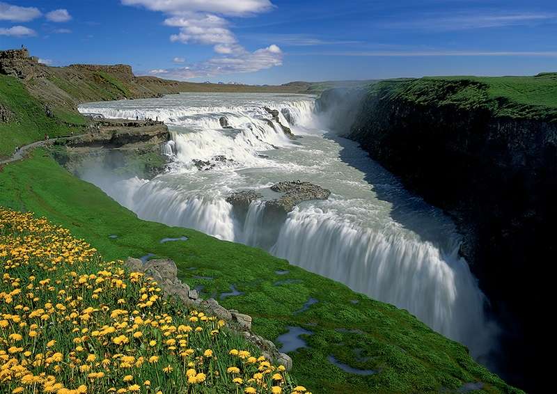 Island. Gullfoss vattenfall. pussel på nätet