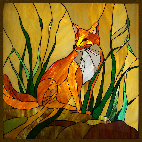 Fox on the stained glass. online puzzle
