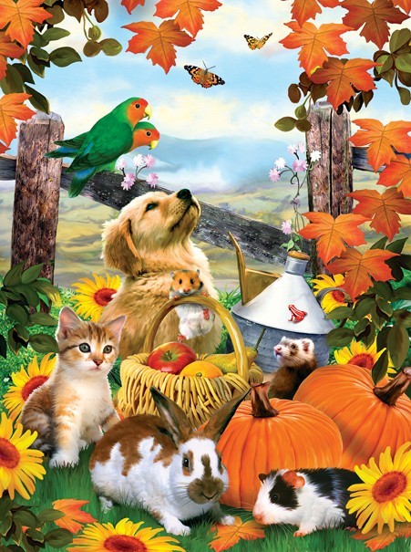 Animals. Birds. Autumn. autumn leaves jigsaw puzzle online