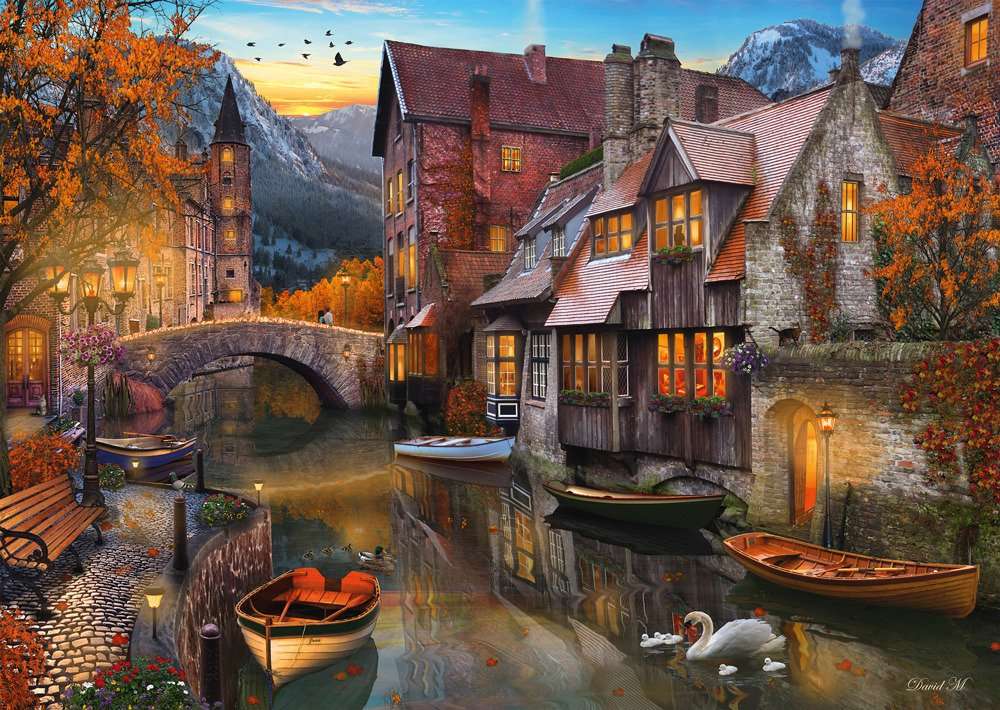 Houses by the river. online puzzle