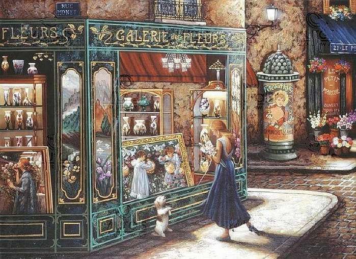 In front of the Paris gallery. jigsaw puzzle online