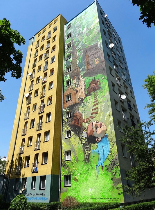 Μια τοιχογραφία στο μπλοκ της Βαρσοβίας online παζλ