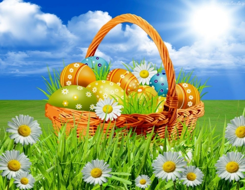 Великденски яйца в кошницата онлайн пъзел