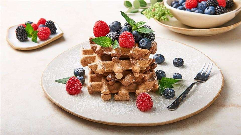 Delicious waffles with raspber online puzzle