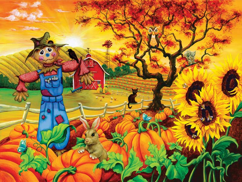 Picture with pumpkins. online puzzle