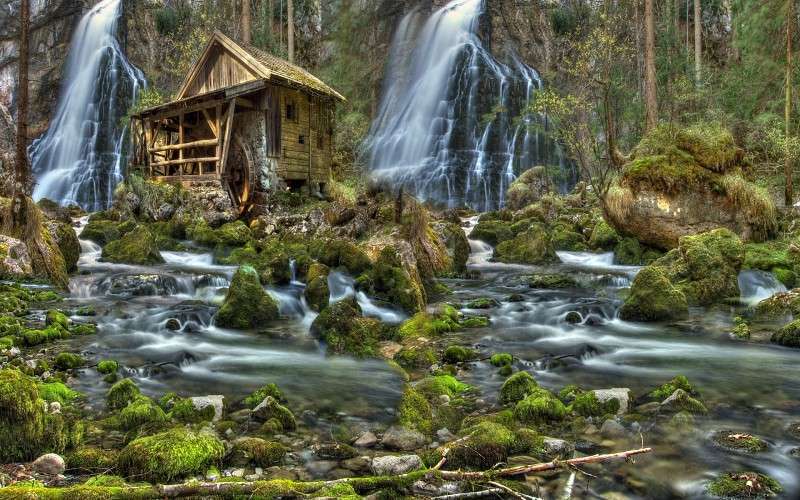Forest waterfalls jigsaw puzzle online