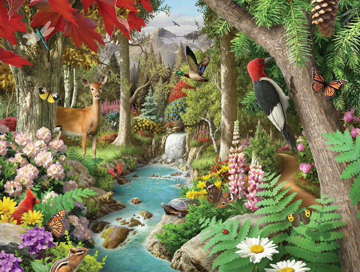 A stream in the forest. online puzzle