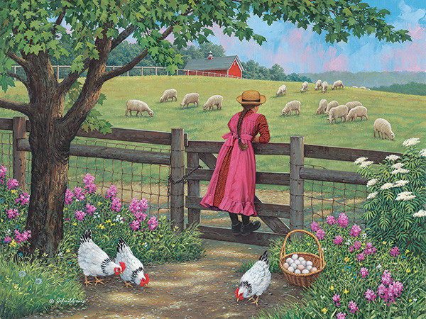Селски пейзаж с овце. онлайн пъзел