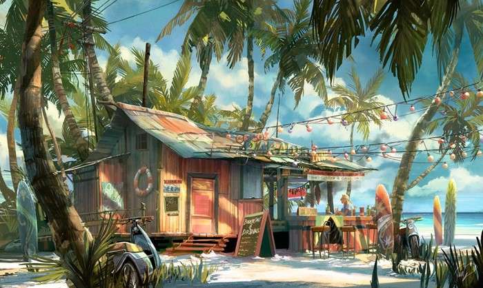 A bar by the ocean. online puzzle