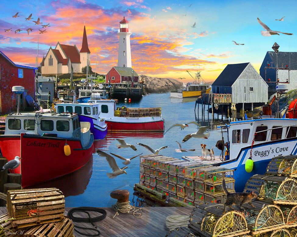 Într-un port de pescuit. jigsaw puzzle online